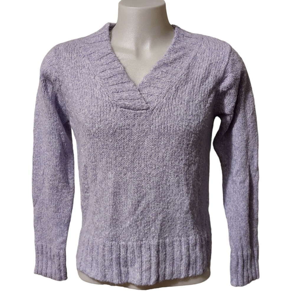 Fashion Bug Knit Sweater Women's Large Light Purple Long Sleeve Pullover V Neck